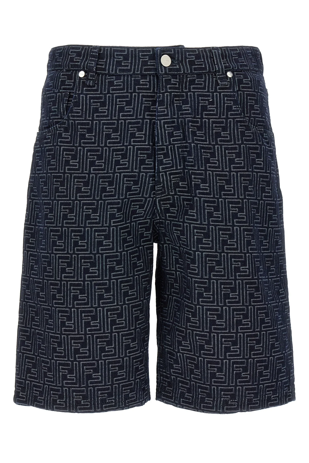 FENDI 30 high waist ff jacquard ff denim fabric bermuda shorts