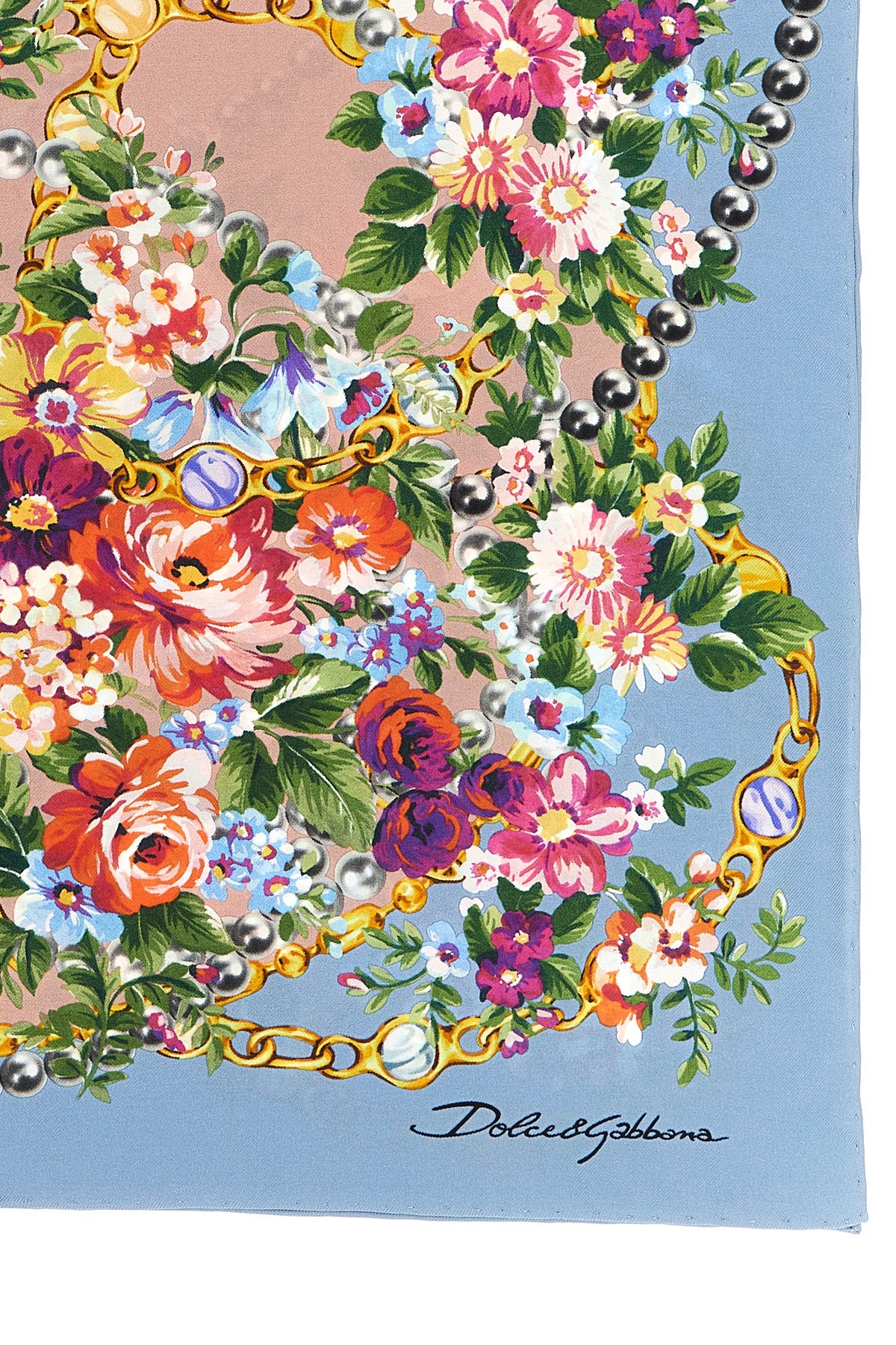 mazzolini di fiori print silk twill scarf