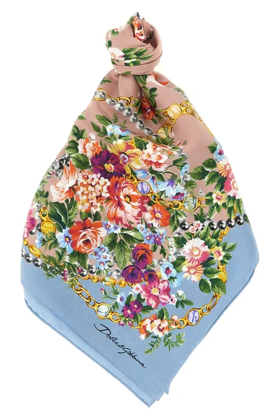 mazzolini di fiori print silk twill scarf