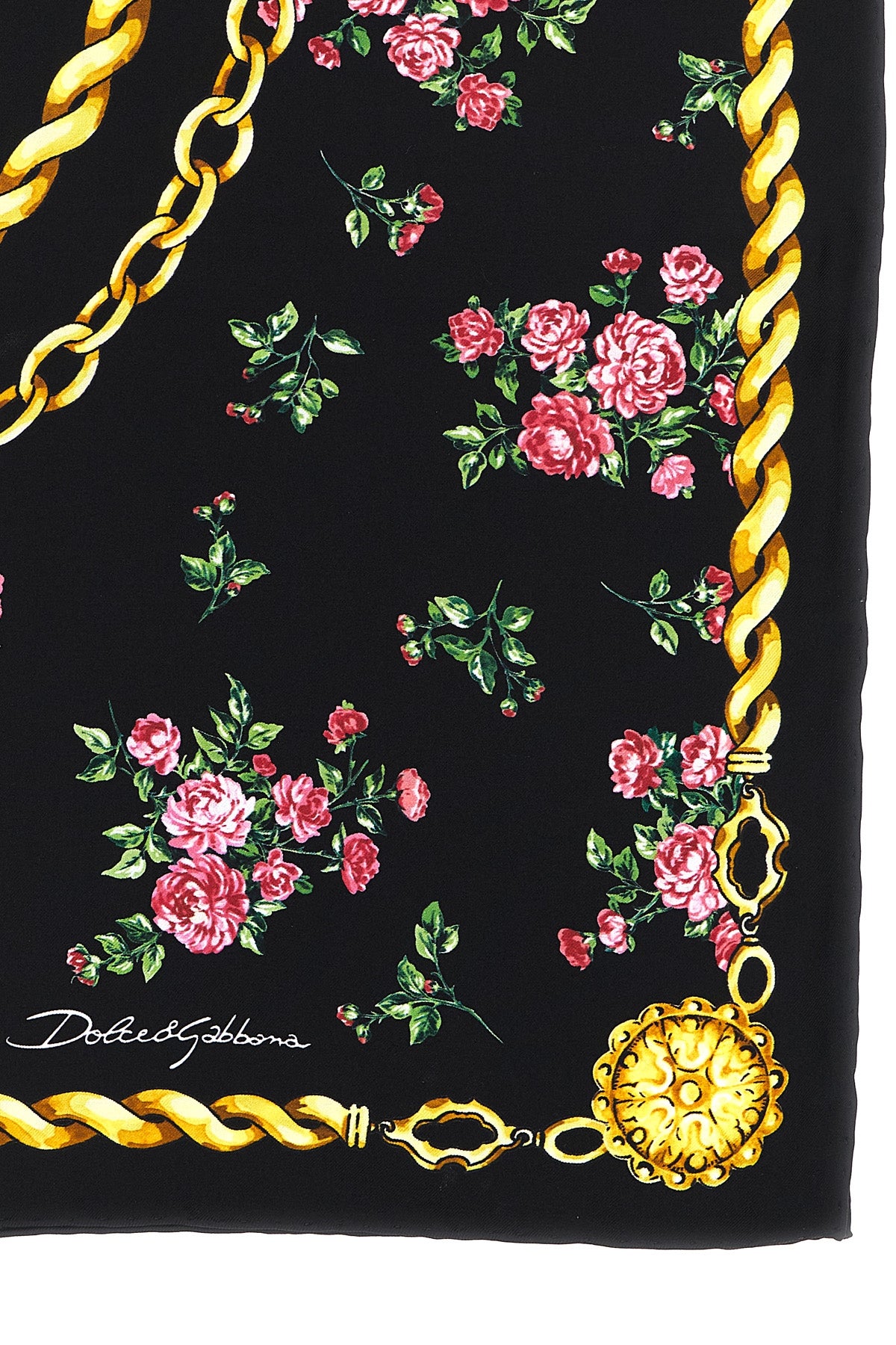 DOLCE amp; GABBANA OS mazzolini di rose print silk twill scarf