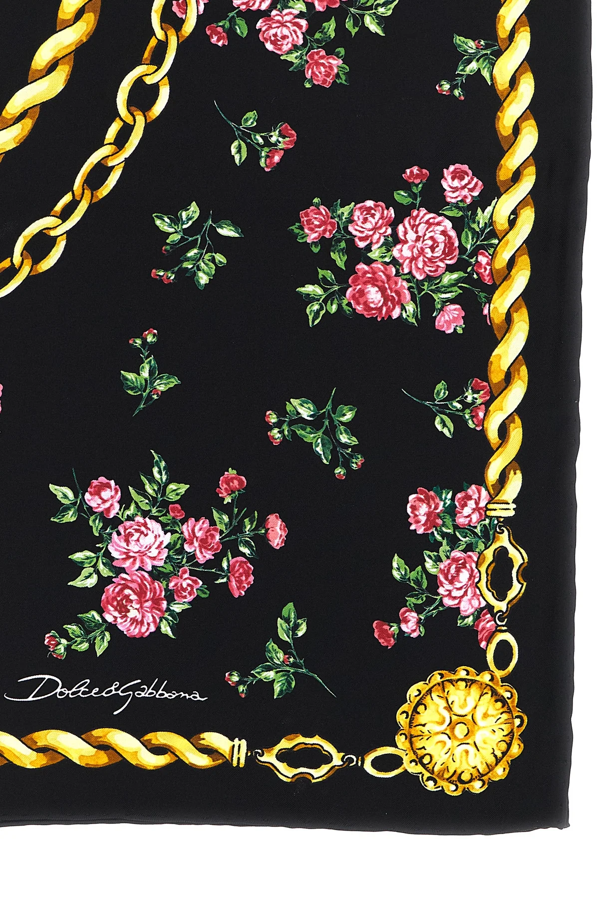 mazzolini di rose print silk twill scarf