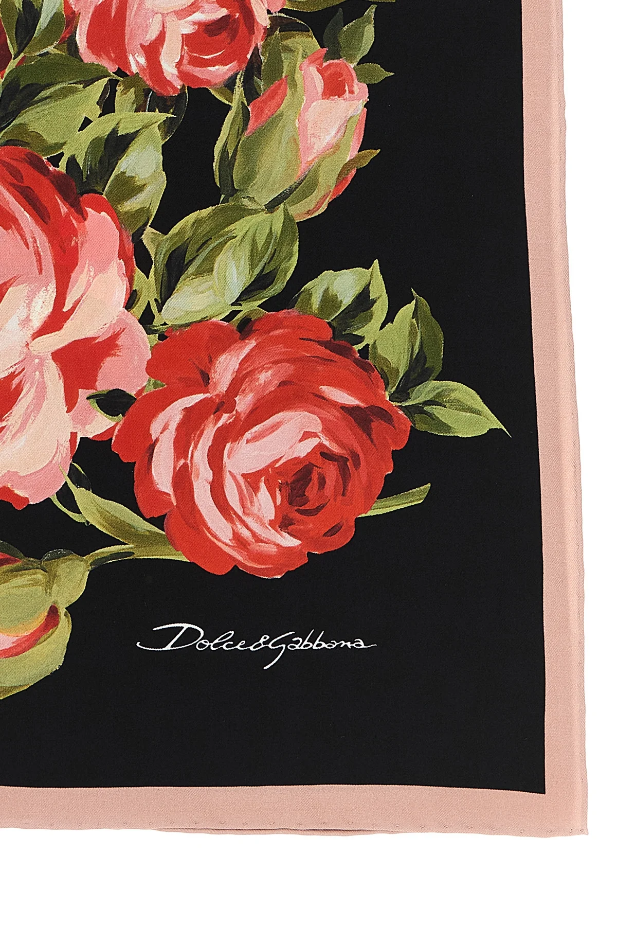 bouquet rose print silk twill scarf