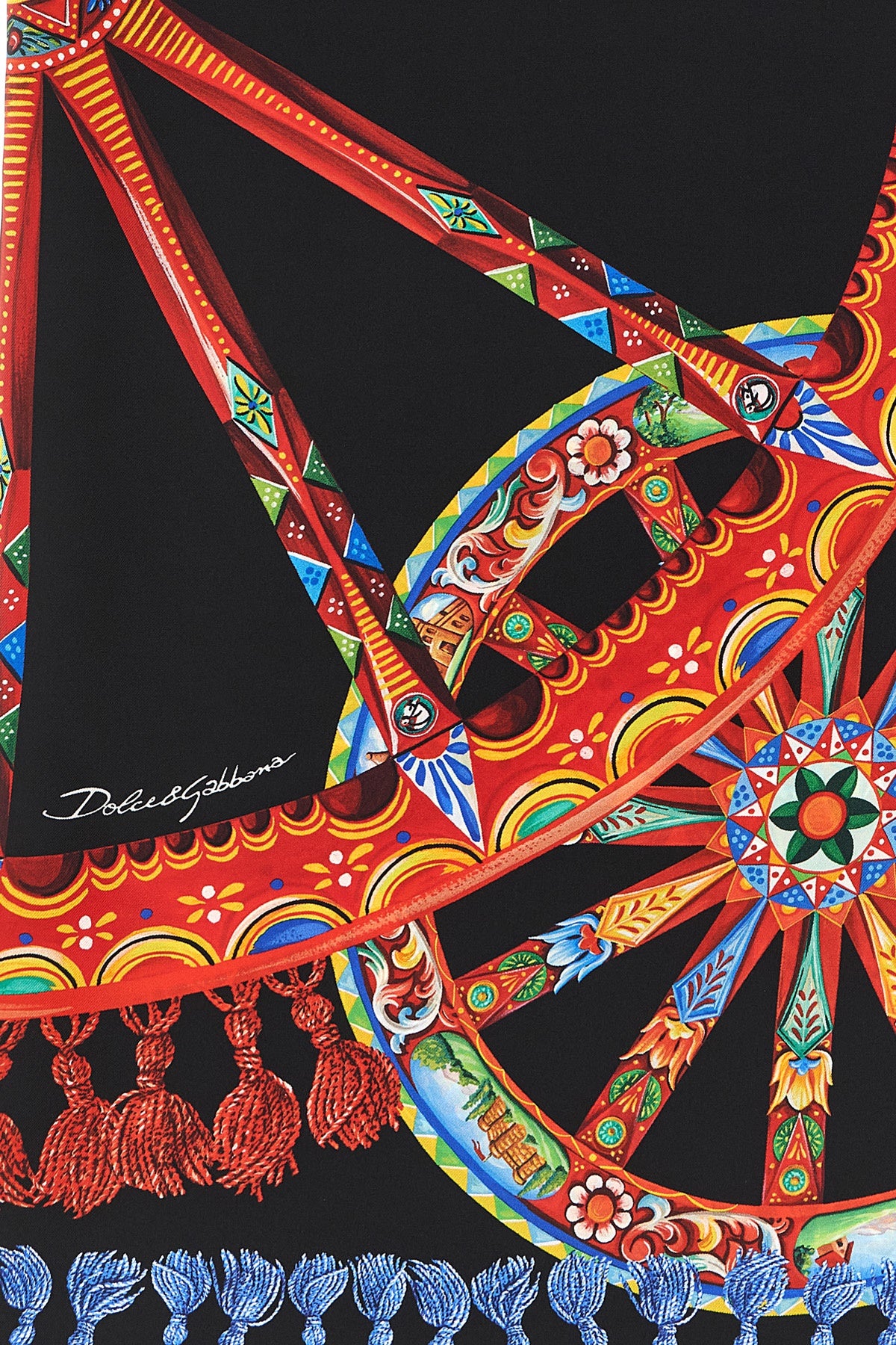 carretto print silk twill scarf