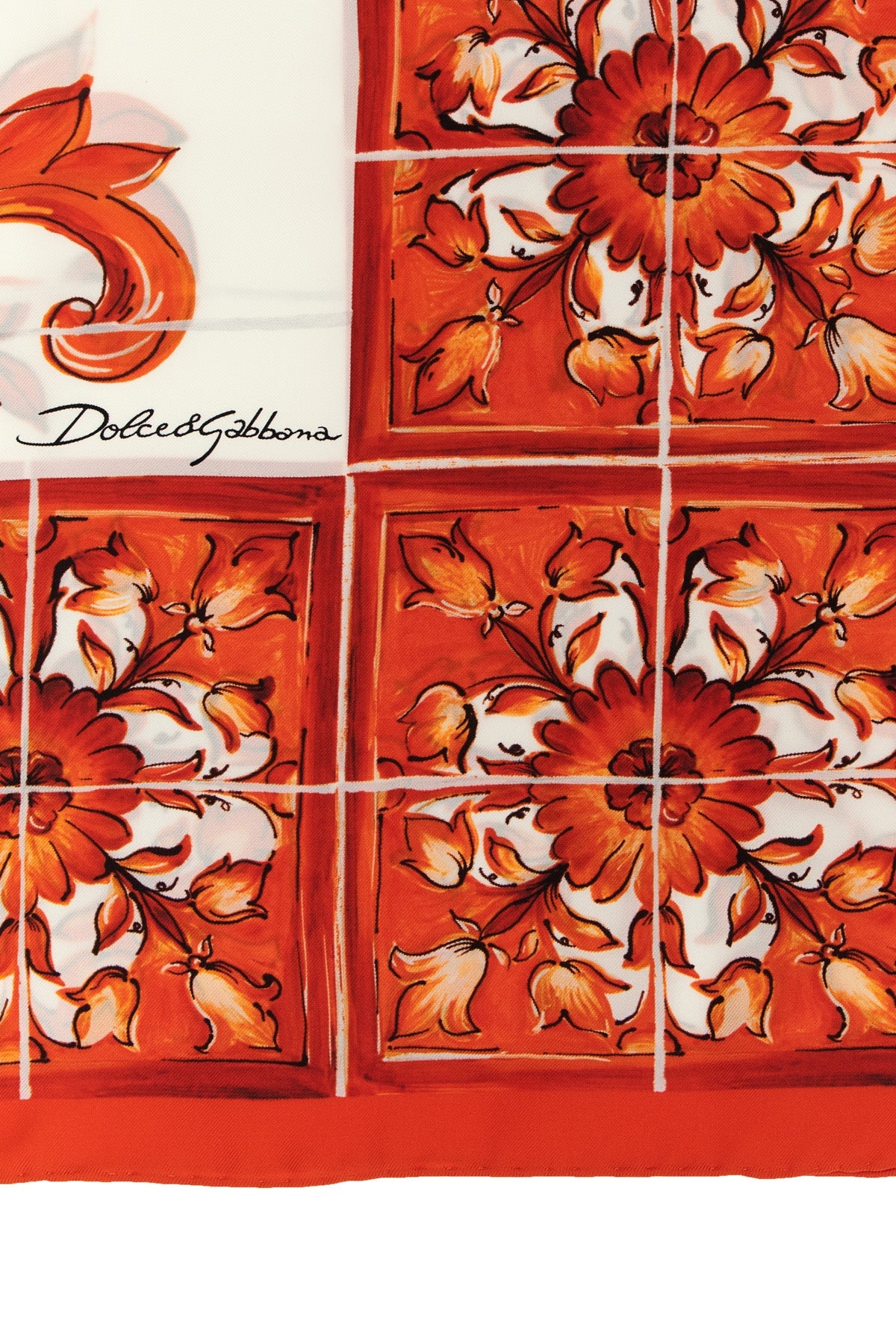 DOLCE amp; GABBANA OS maiolica print silk twill scarf