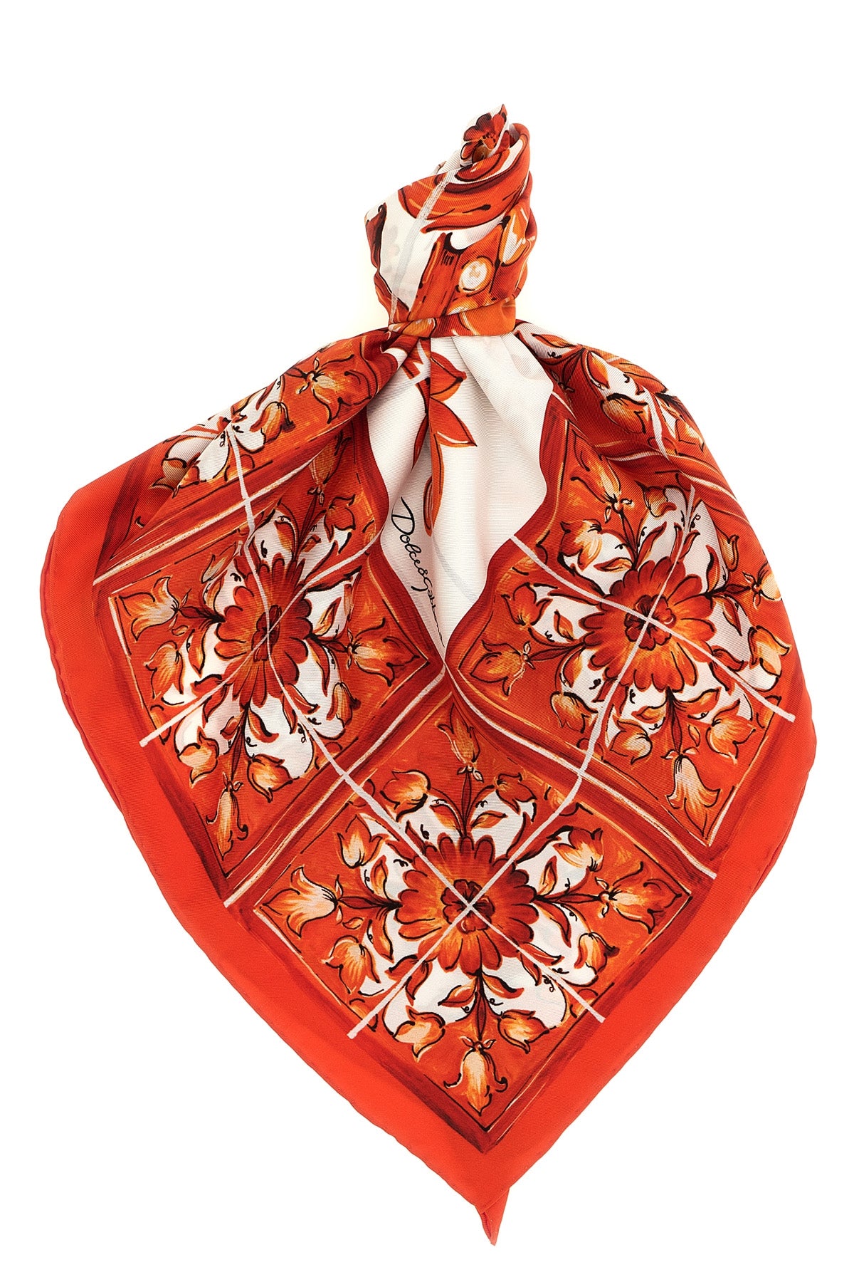 DOLCE amp; GABBANA OS maiolica print silk twill scarf