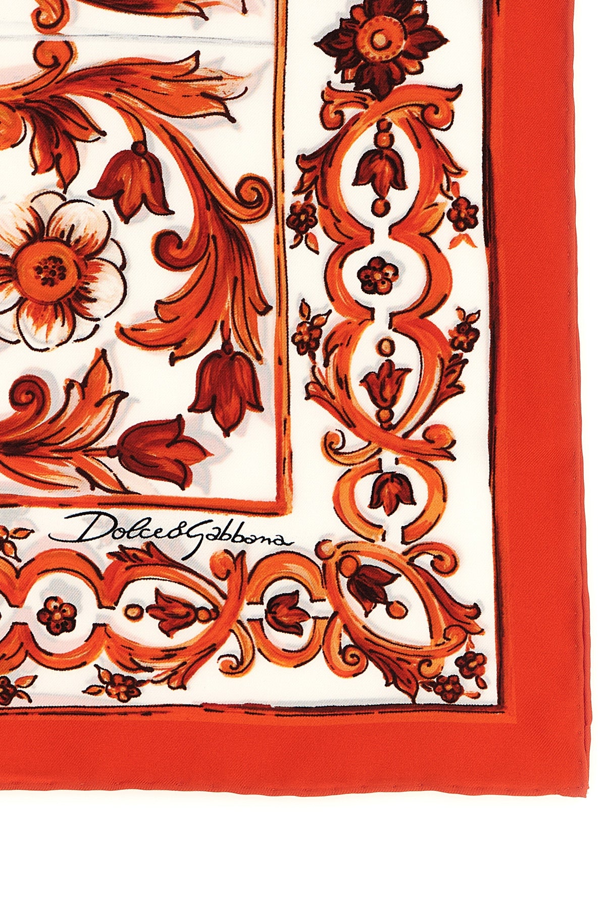 DOLCE amp; GABBANA OS maiolica print silk twill scarf