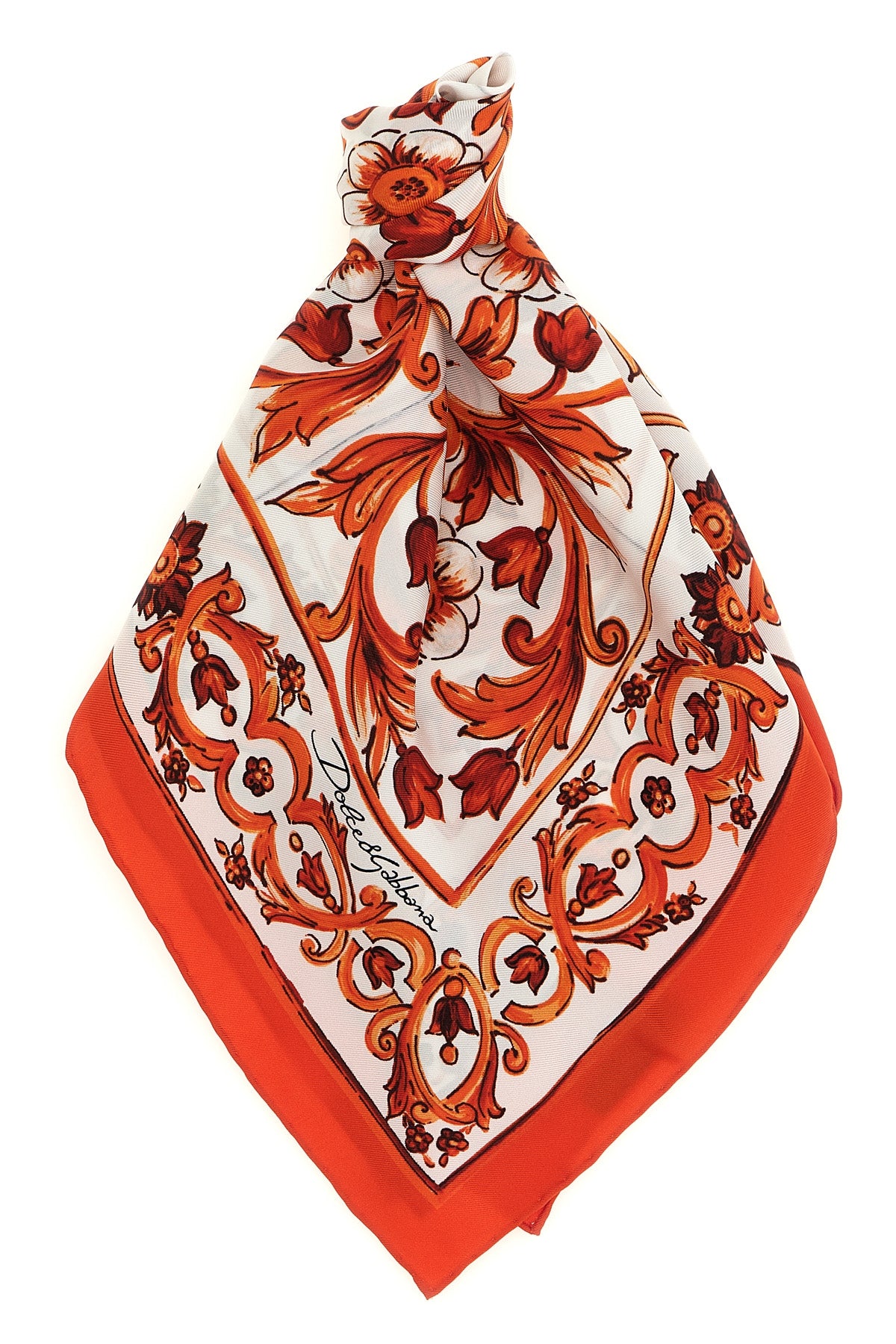 DOLCE amp; GABBANA OS maiolica print silk twill scarf