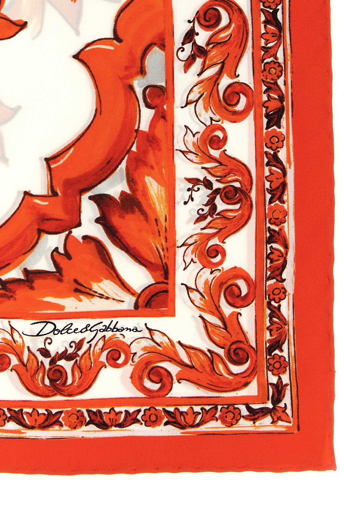 DOLCE amp; GABBANA OS maiolica print silk twill scarf