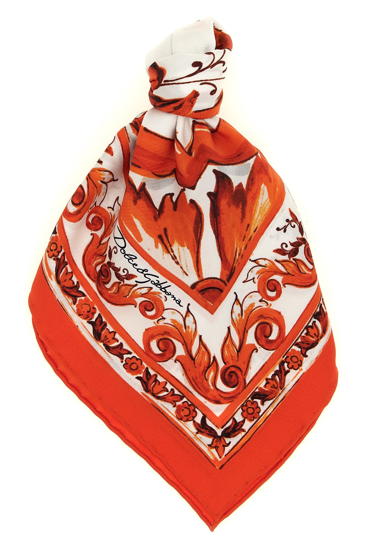 DOLCE amp; GABBANA OS maiolica print silk twill scarf