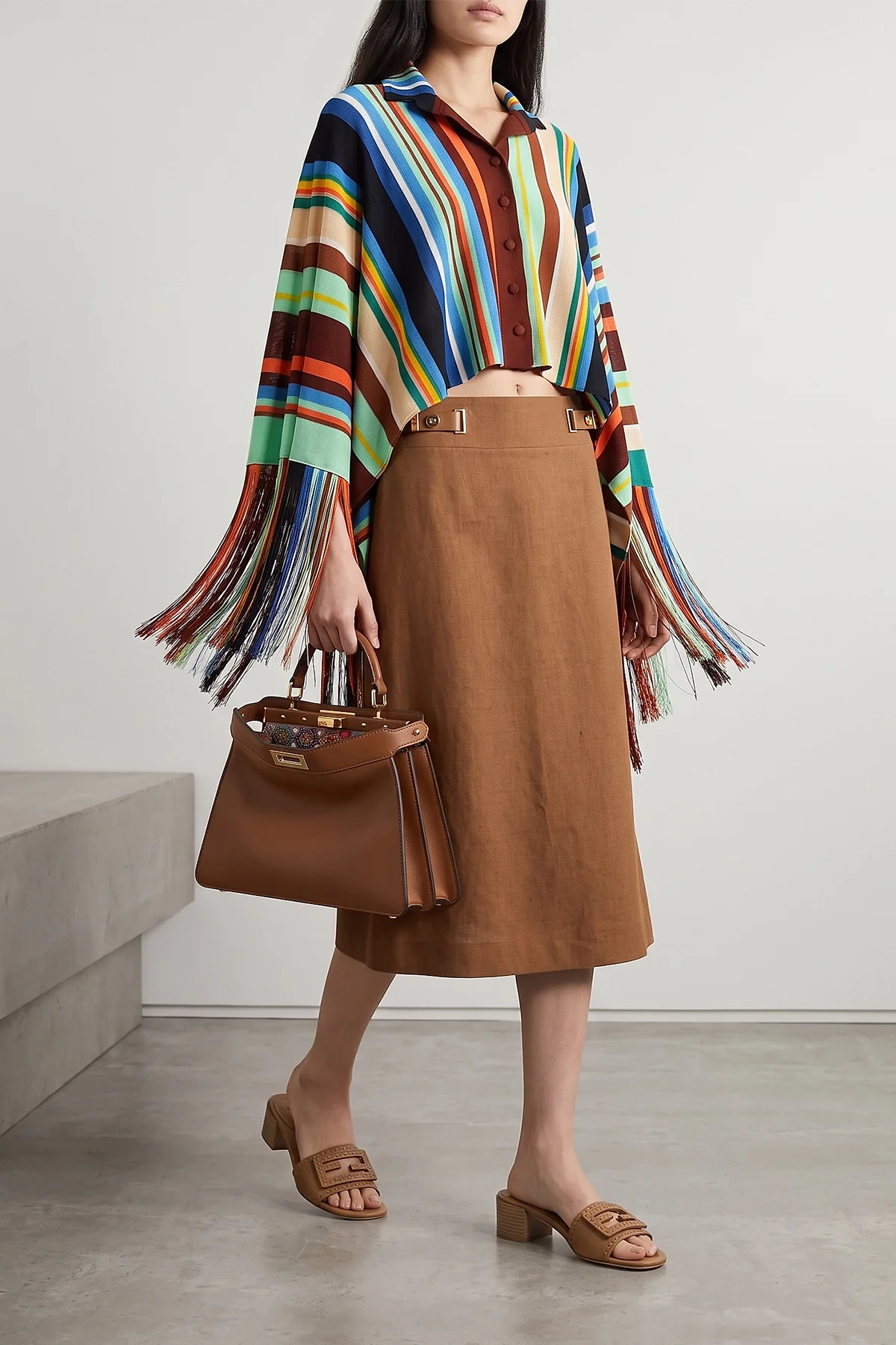 the fendi midi skirt redefines everyday elegance through a flared silhouette