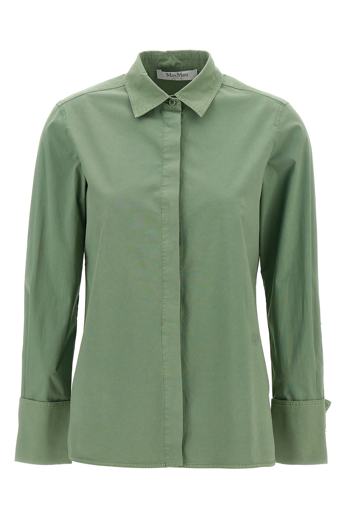 MAX MARA 40 francia shirt in garment-dyed stretch cotton canvas
