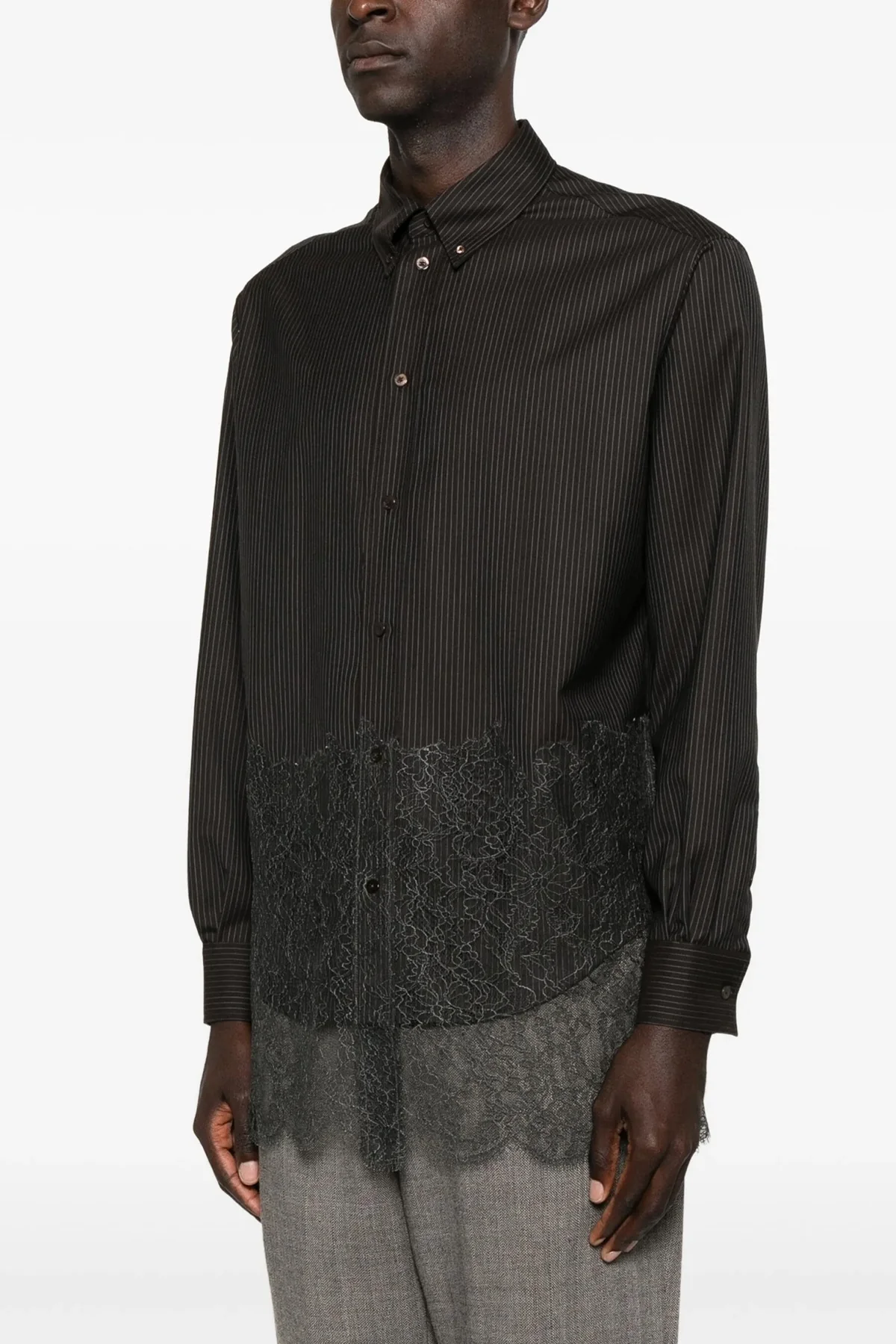 FENDI S pinstripe patterned wool shirt