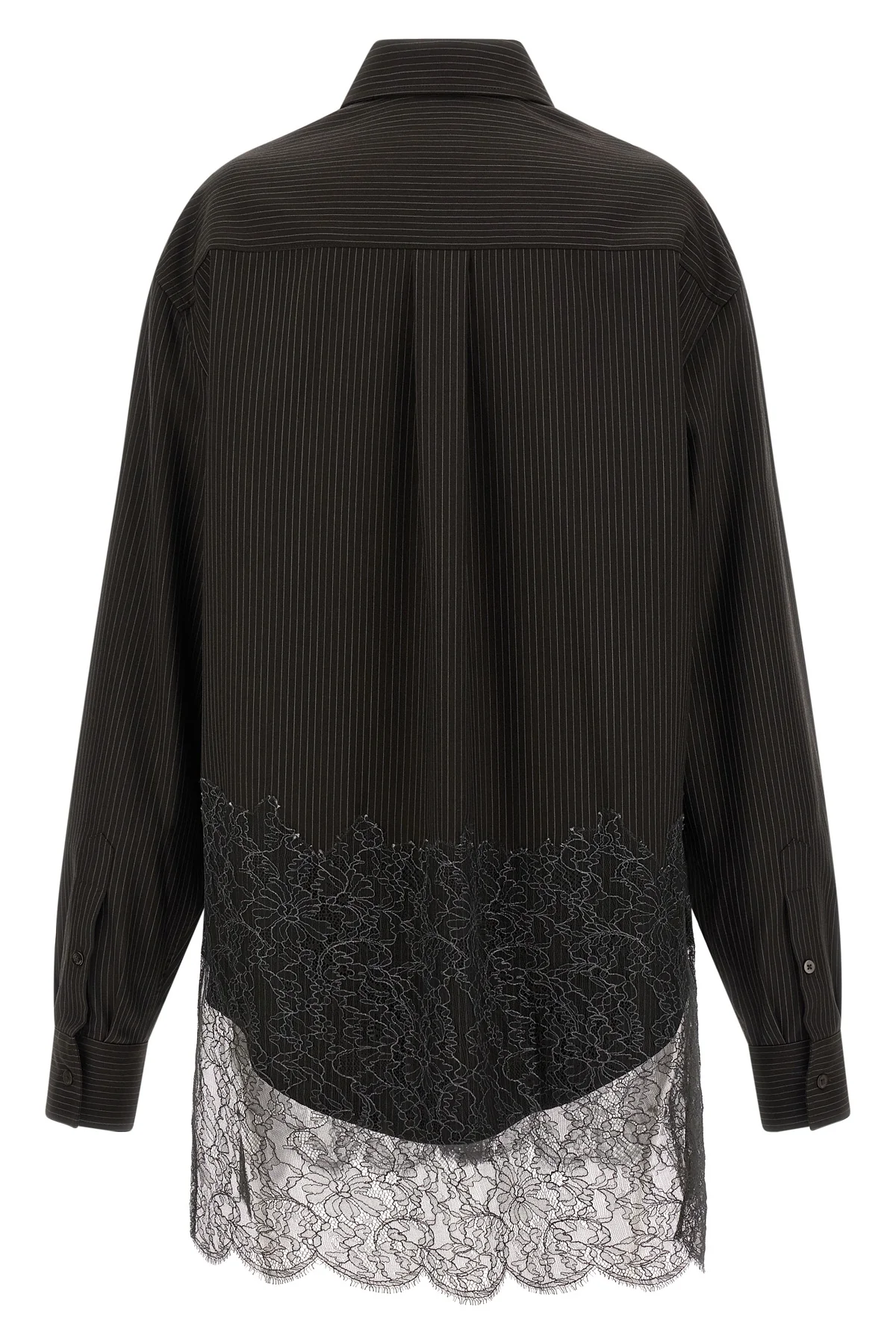 pinstripe patterned wool shirt