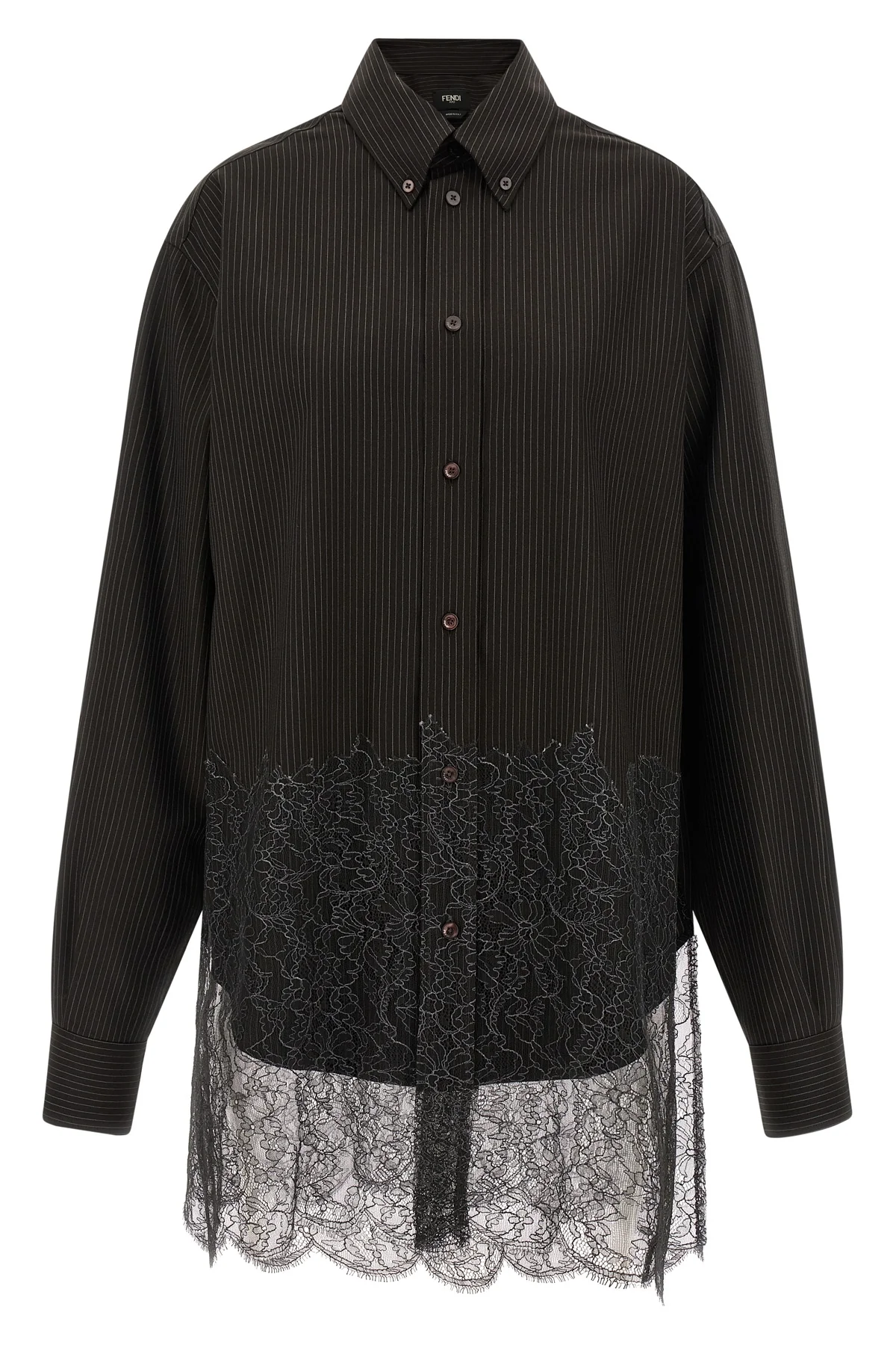 pinstripe patterned wool shirt
