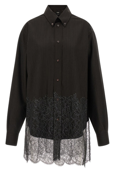 pinstripe patterned wool shirt