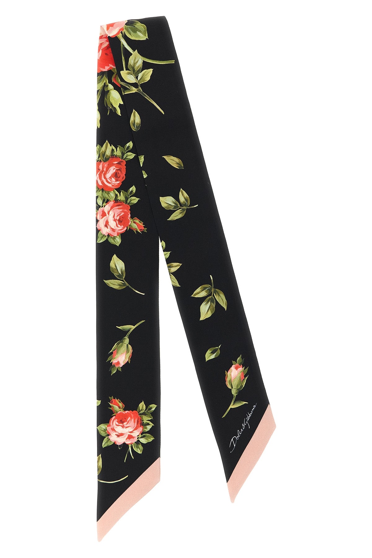 DOLCE amp; GABBANA OS bouquet rose print silk twill bandeau