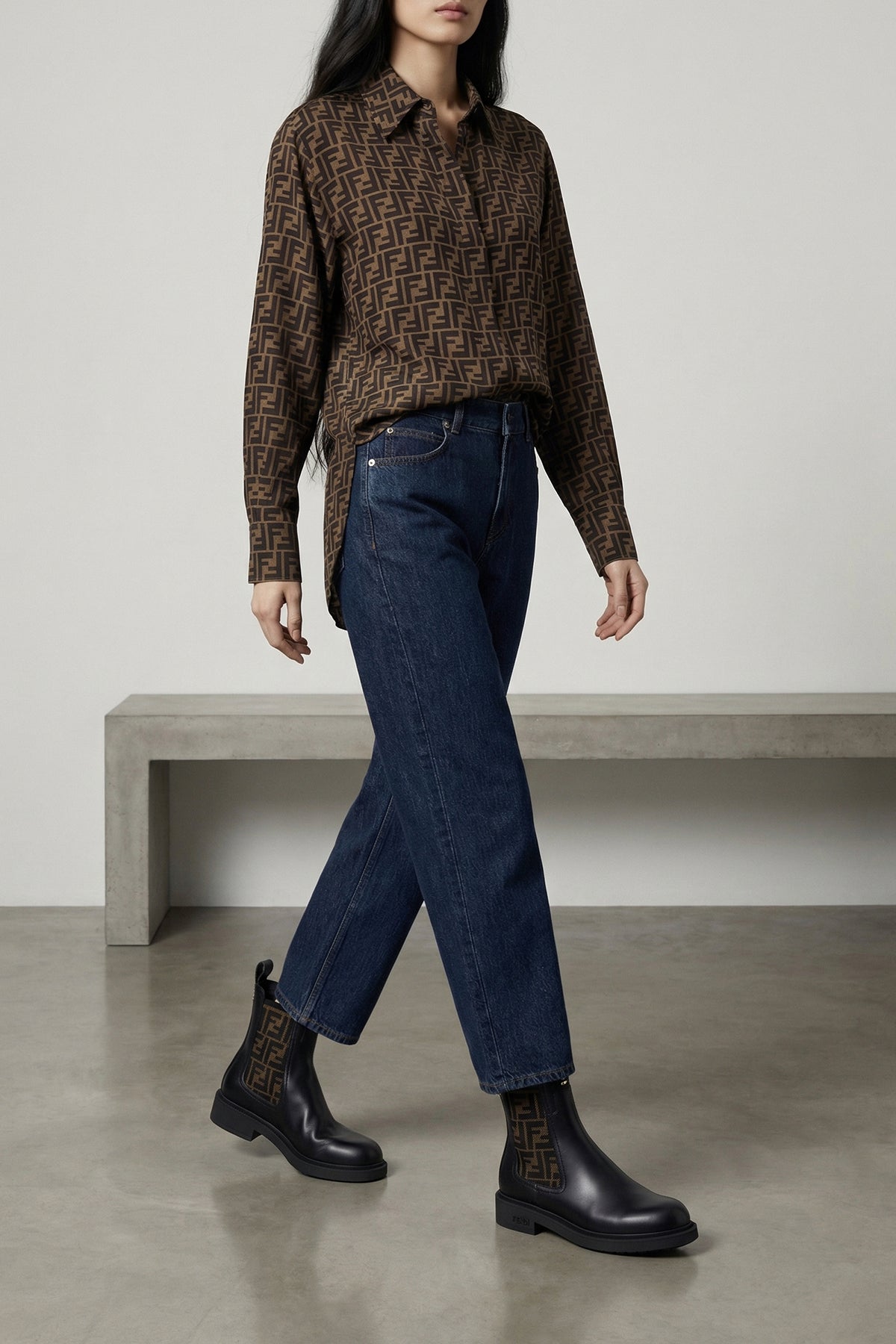 FENDI 38 silk twill shirt