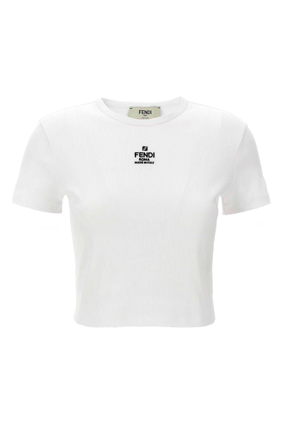 FENDI L fendi ribbed cotton cropped t-shirt