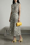 jacquard polka dot patterned silk top