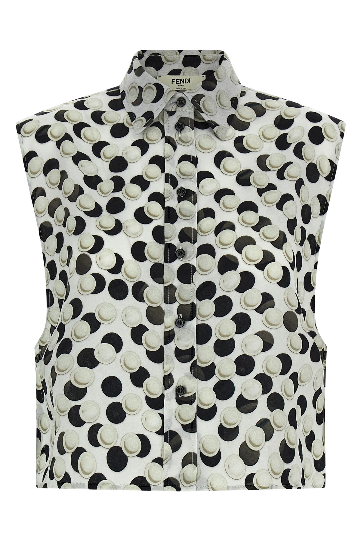 jacquard polka dot patterned silk top
