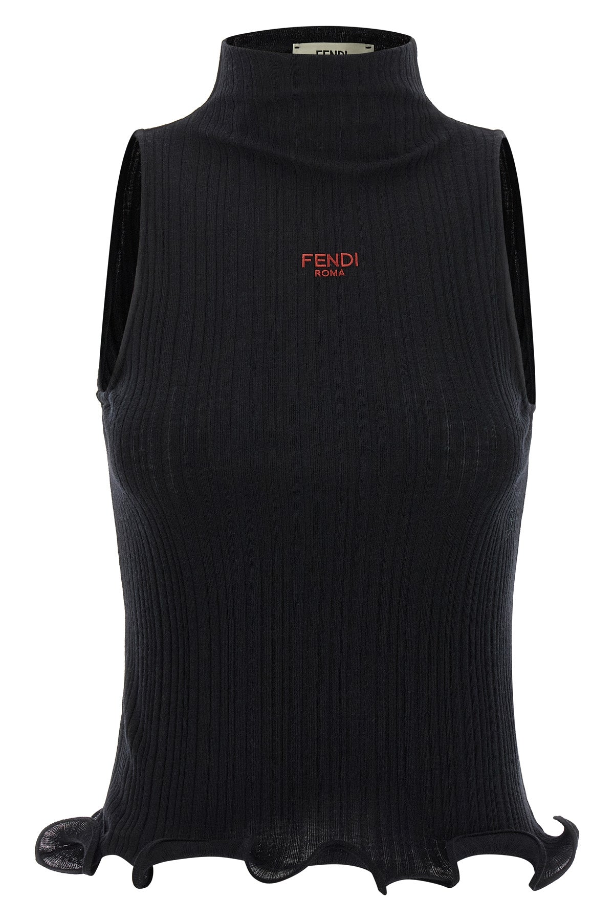 FENDI 42 ribbed cotton jersey top