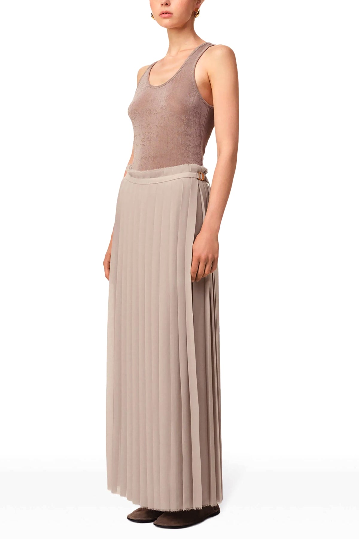 AMI PARIS 38 long pleated pleated polyester crêpe skirt