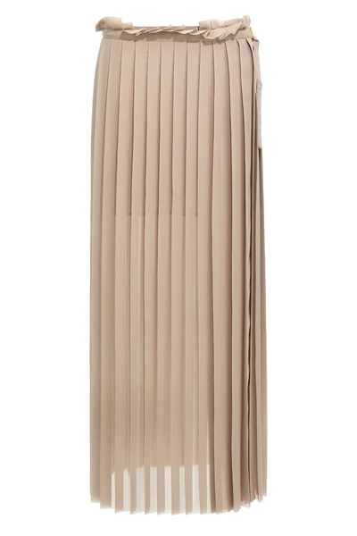 long pleated pleated polyester crêpe skirt