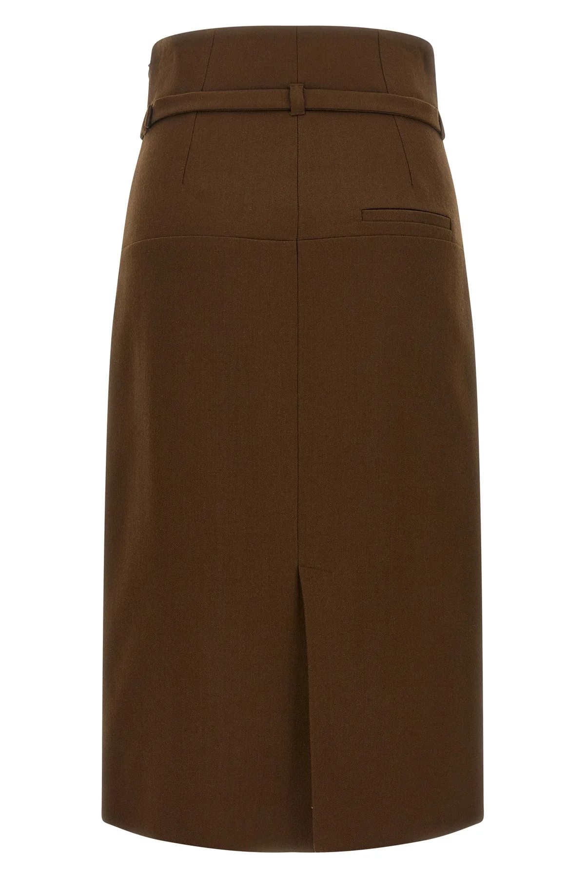 the ami paris midi skirt defines a structured pencil silhouette through the use