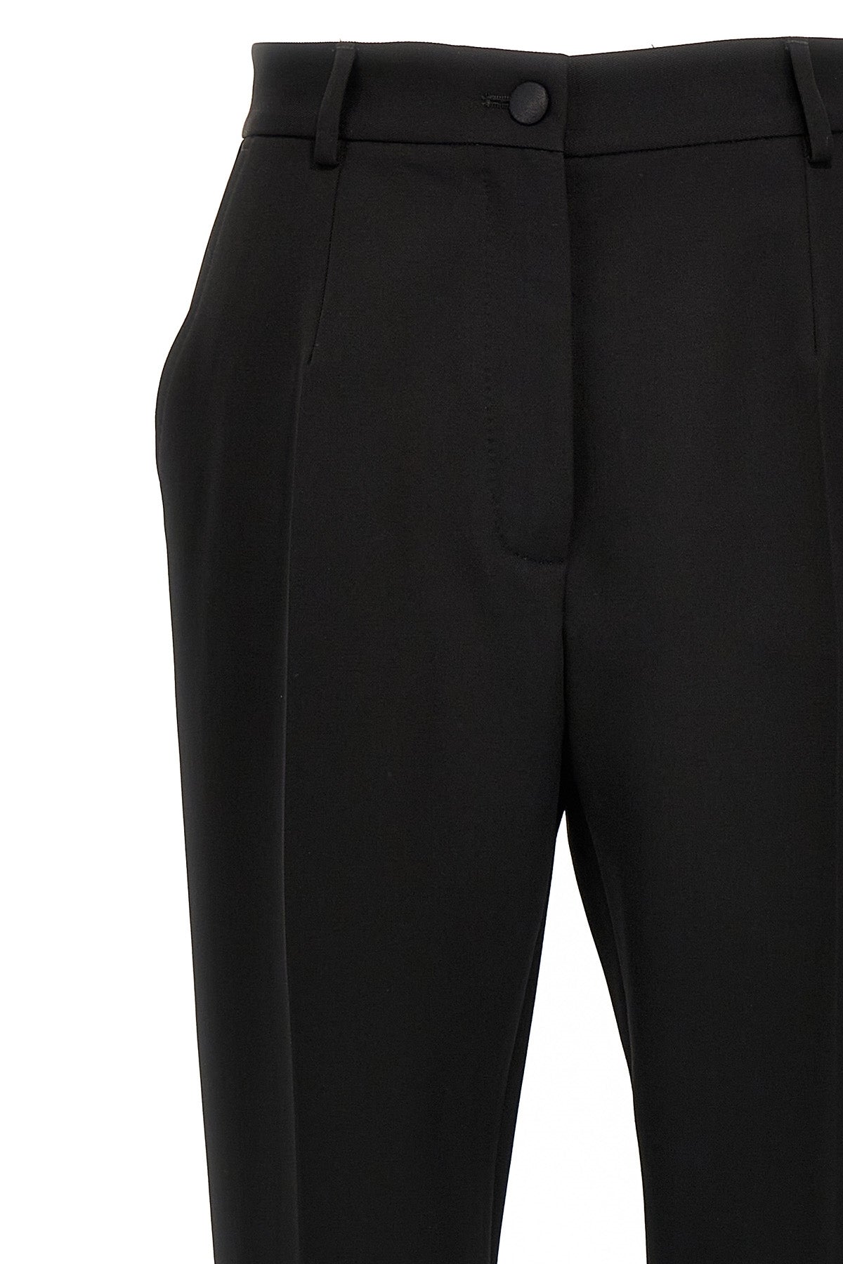 high-waisted tuxedo wool gabardine pants