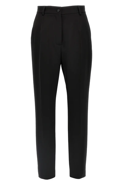 high-waisted tuxedo wool gabardine pants