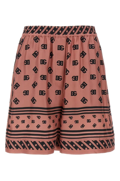 all over dg logo jacquard silk satin bermuda shorts