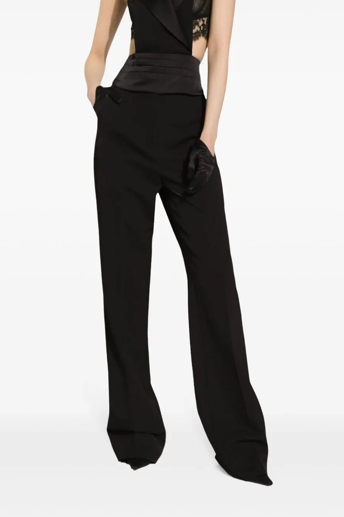DOLCE amp; GABBANA 40 high-waisted tuxedo wool gabardine pants