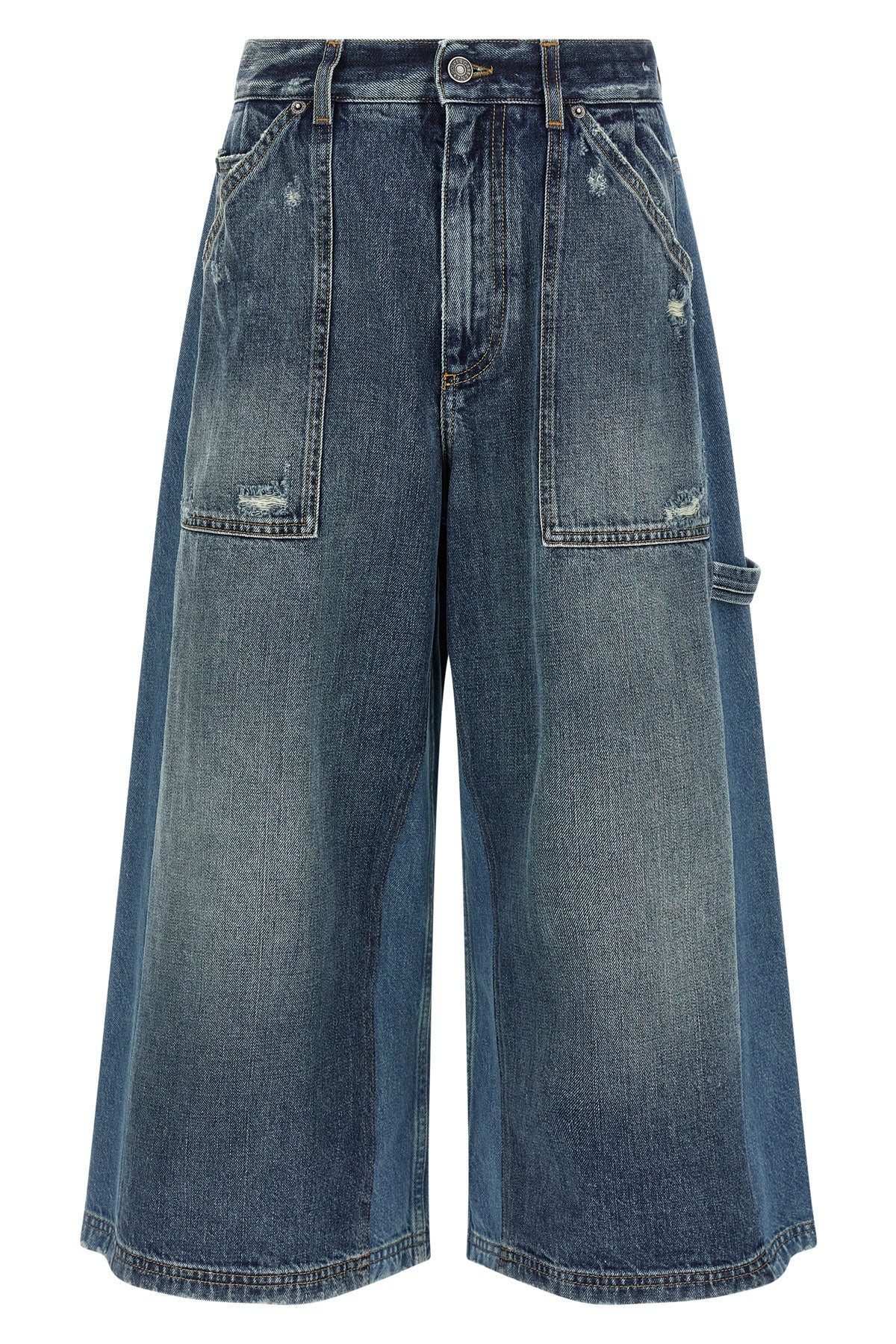 DOLCE amp; GABBANA 38 used-effect cotton denim bermuda shorts