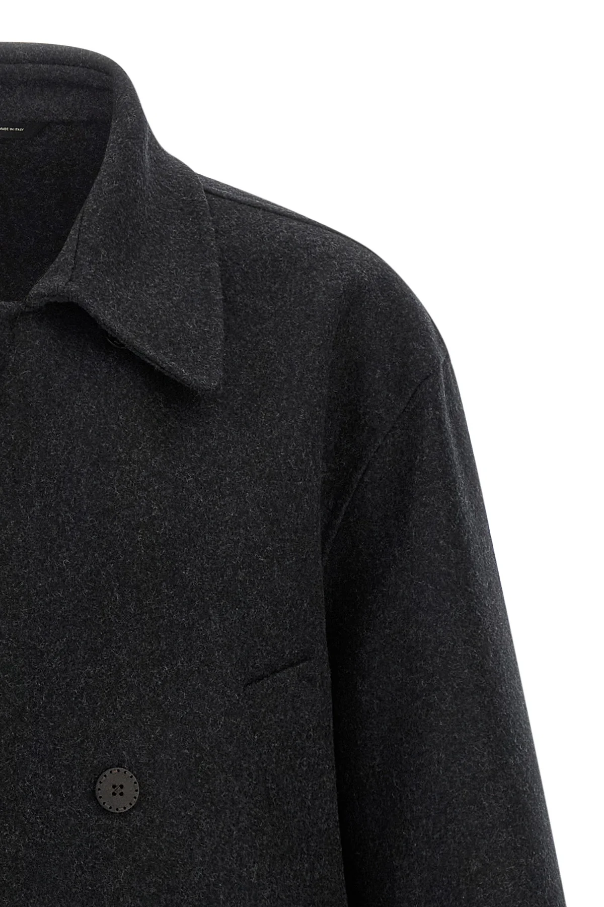 double mélange wool felt coat
