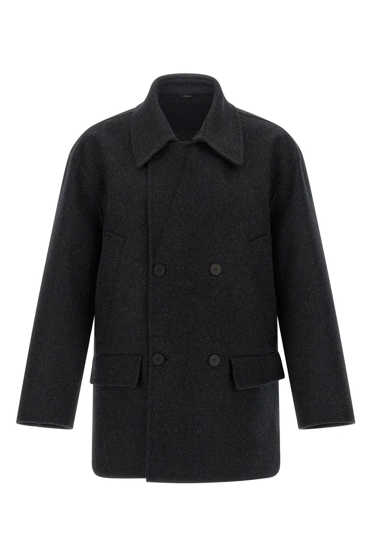 double mélange wool felt coat