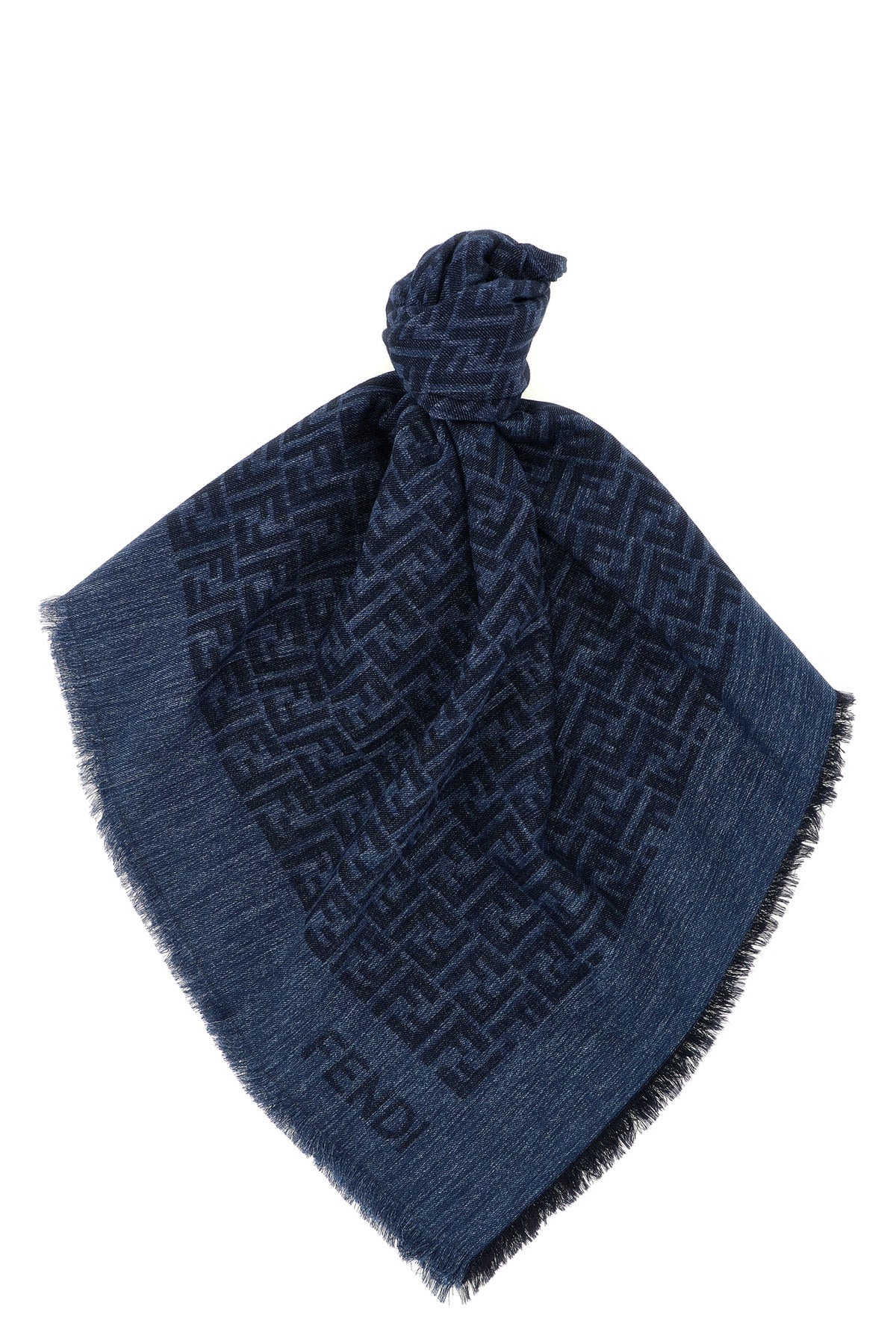 denim-effect cotton and wool blend shawl