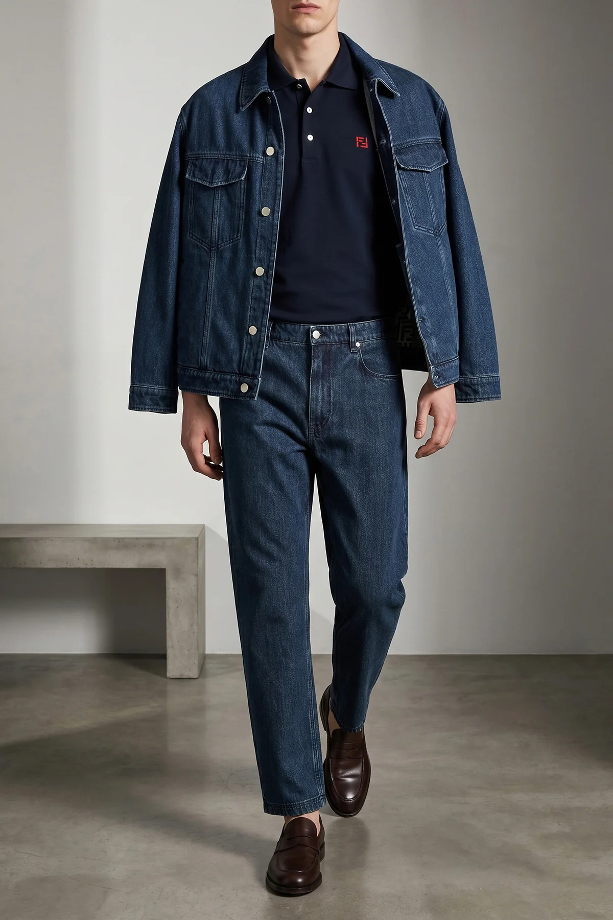 FENDI L piqué cotton polo shirt