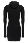 ribbed wool and silk hooded dress