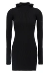 ribbed wool and silk hooded dress