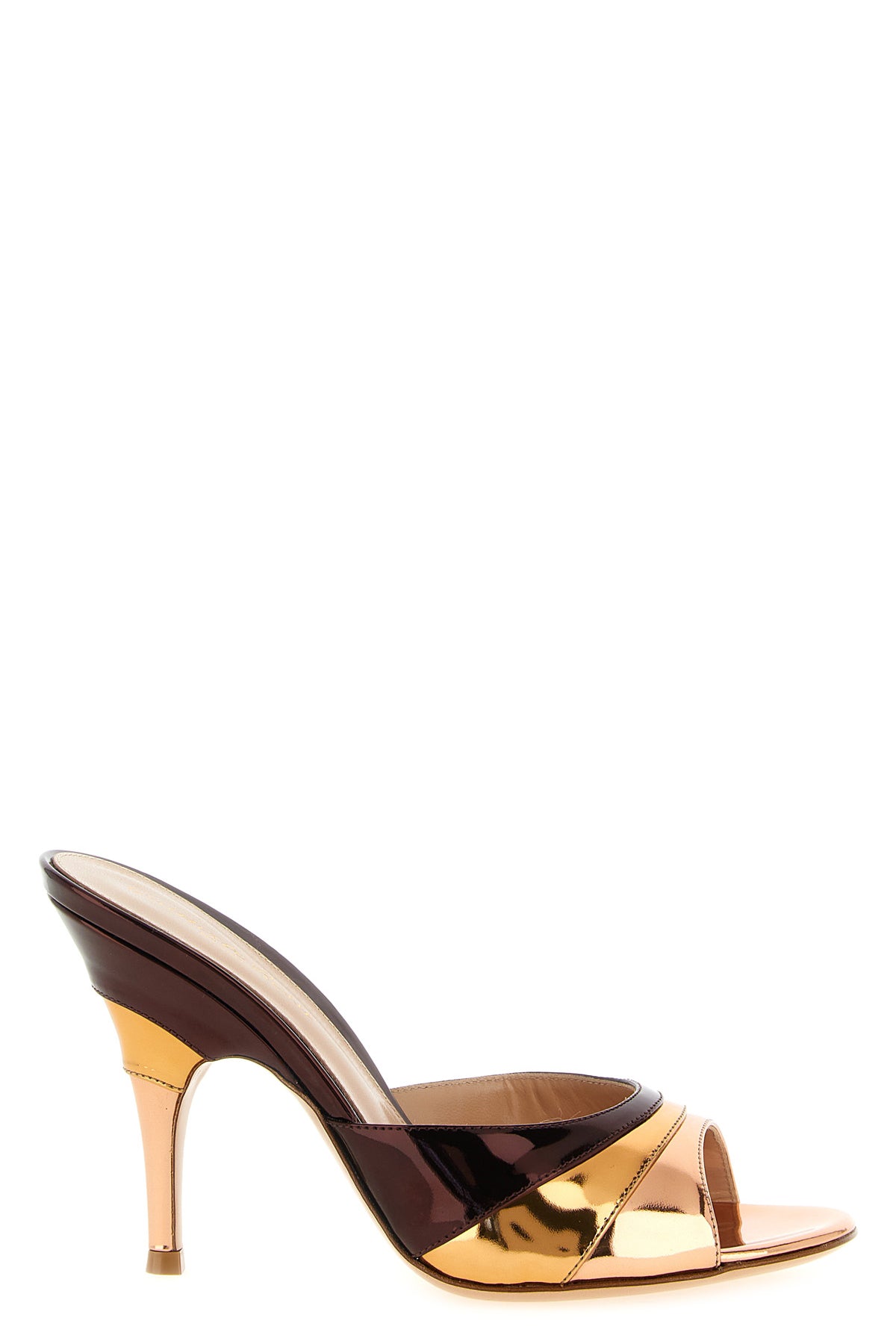 GIANVITO ROSSI 38.5 marea mirror-effect leather mules