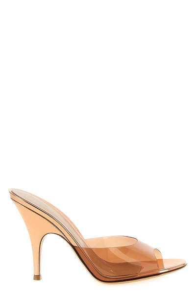 gianvito rossi mule sandals are defined by a sharp contrast of texture and a min