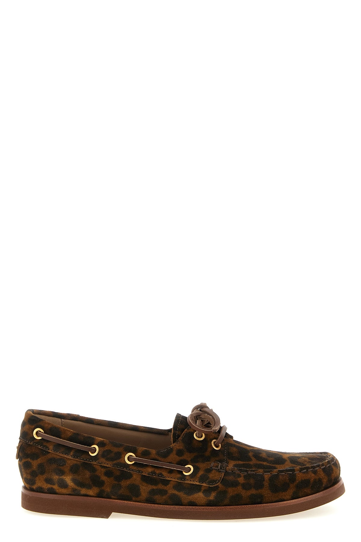 GIANVITO ROSSI 36 vandée leopard print suede boat shoe