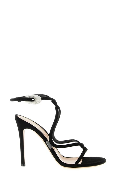 mamba crystal suede sandals
