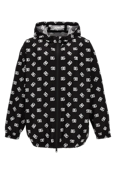 all-over logo print nylon hooded jacket