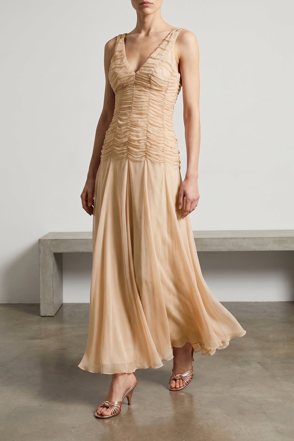 GIOVANNI BEDIN 38 long silk chiffon dress