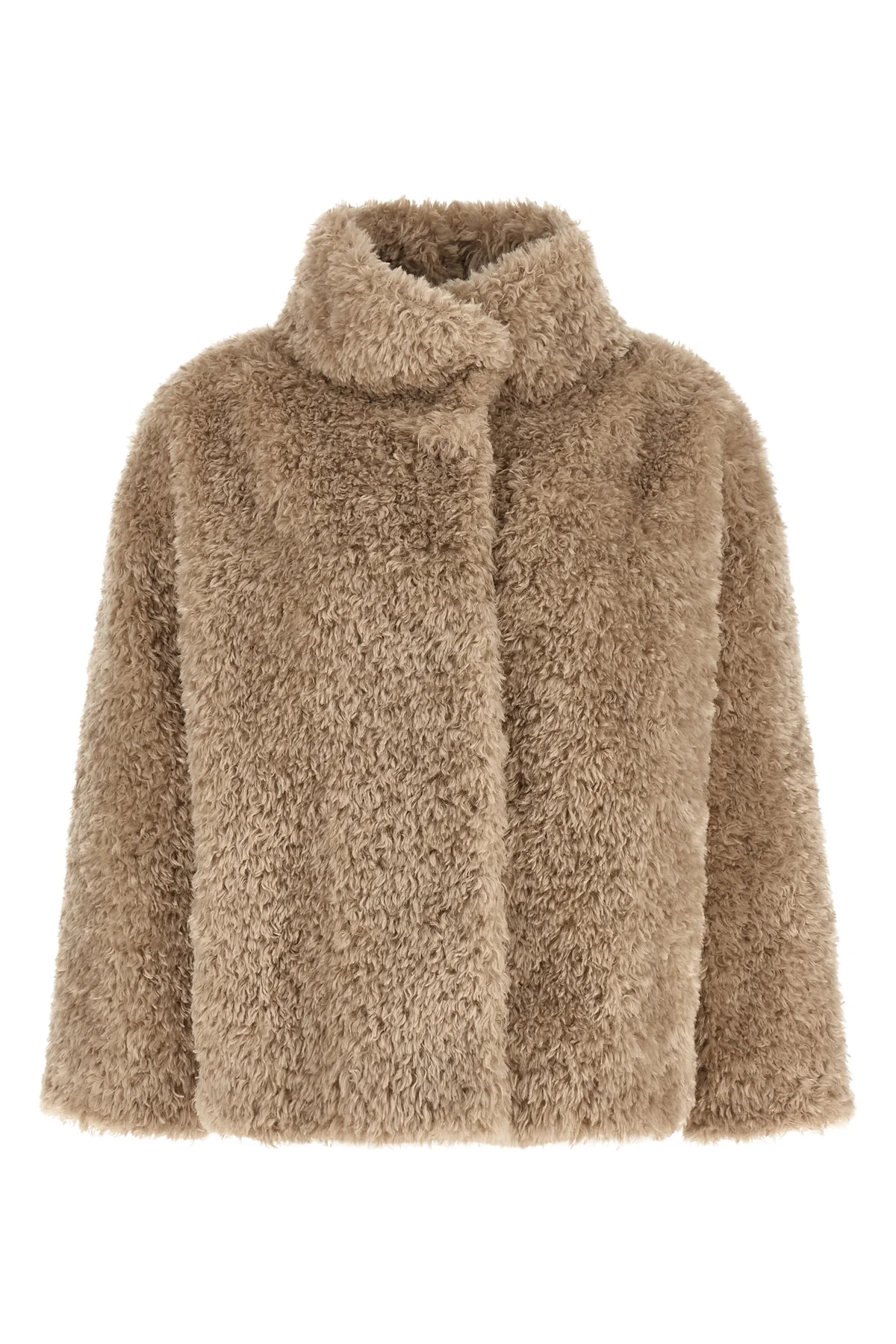 the herno short coat defines a boxy silhouette through a rigorous sartorial cons