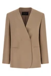 the fabiana filippi blazer stands out for its essential and lapels-free silhouet