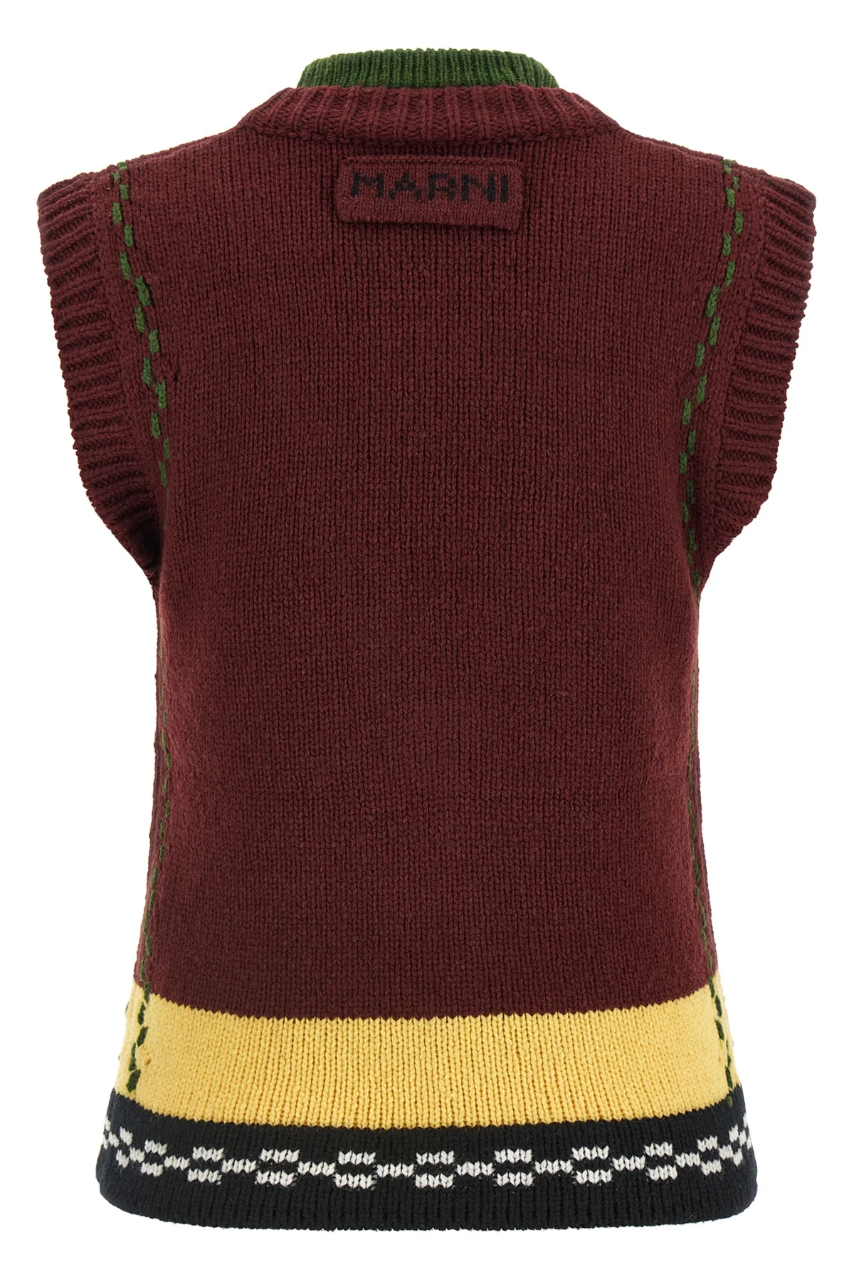 the marni vest in pure wool is distinguished by a complex trompe loeil construc