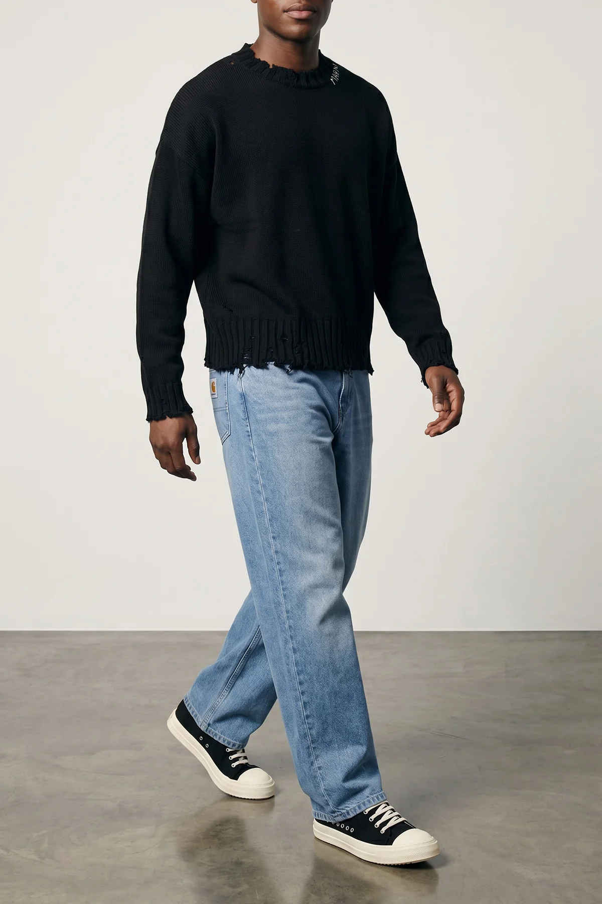 destroyed effect cotton sweater