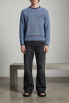 two-tone ribbed cotton mouliné yarn sweater